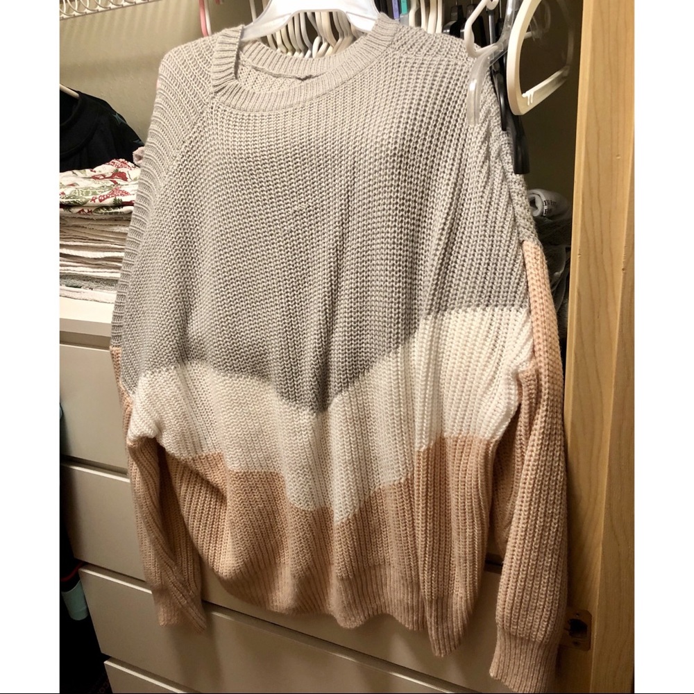 Grey/White/Pink Oversized Sweater